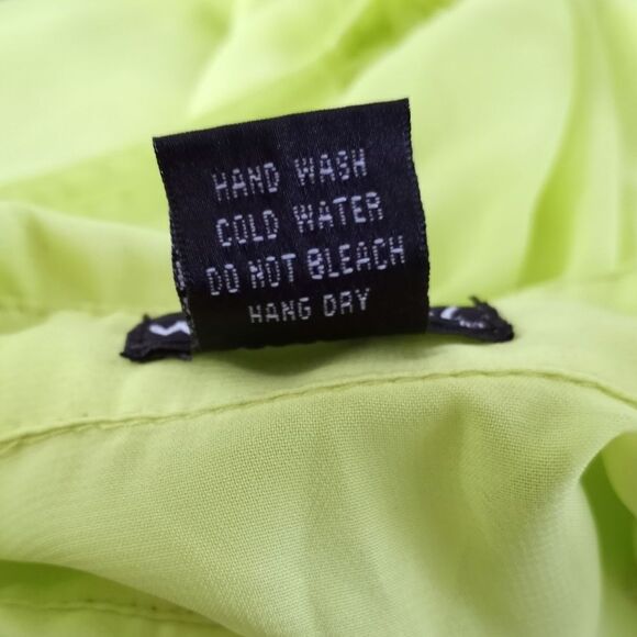 WET SEAL NEON GREEN SHEER BUTTON DOWN SLEEVELESS BLOUSE SZ.XS EUC - Picture 6 of 6